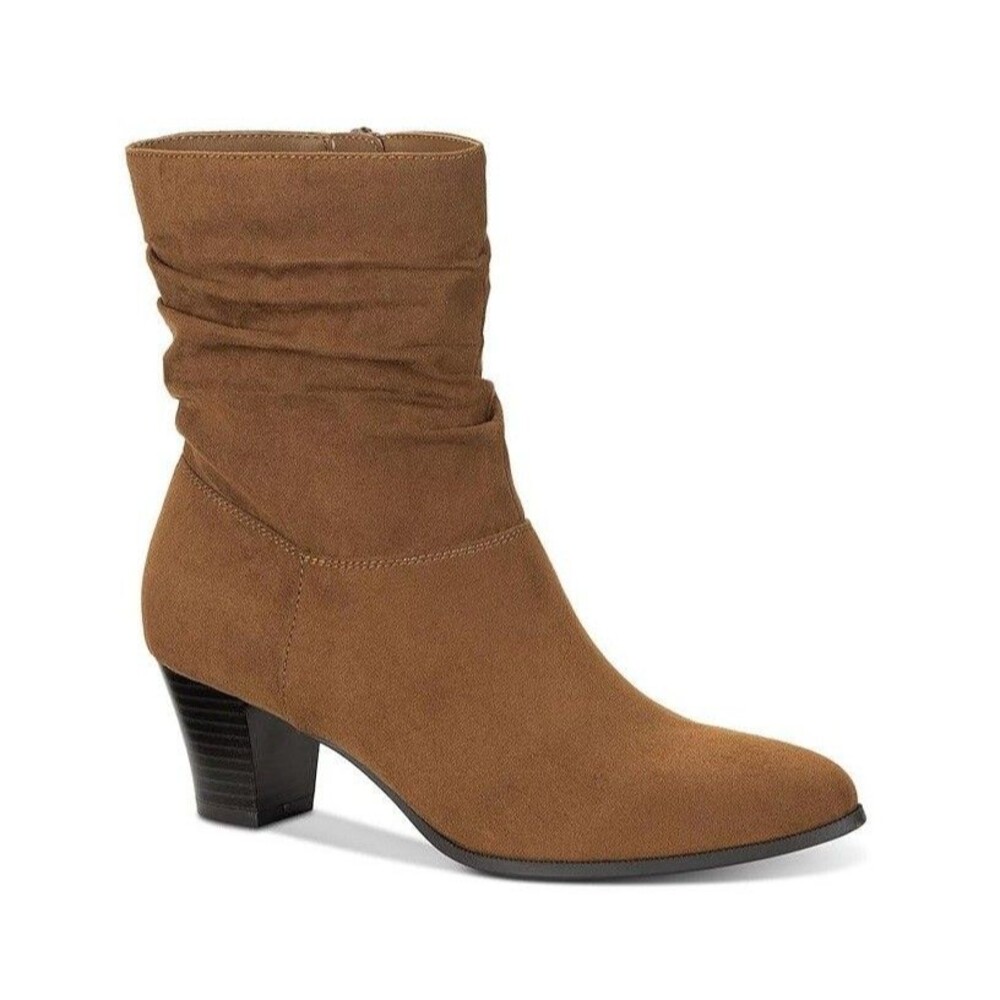 Style & Co. Womens 6.5 M Cognac Brown Faux Suede Slouch Mid Calf Boots NIB QI3